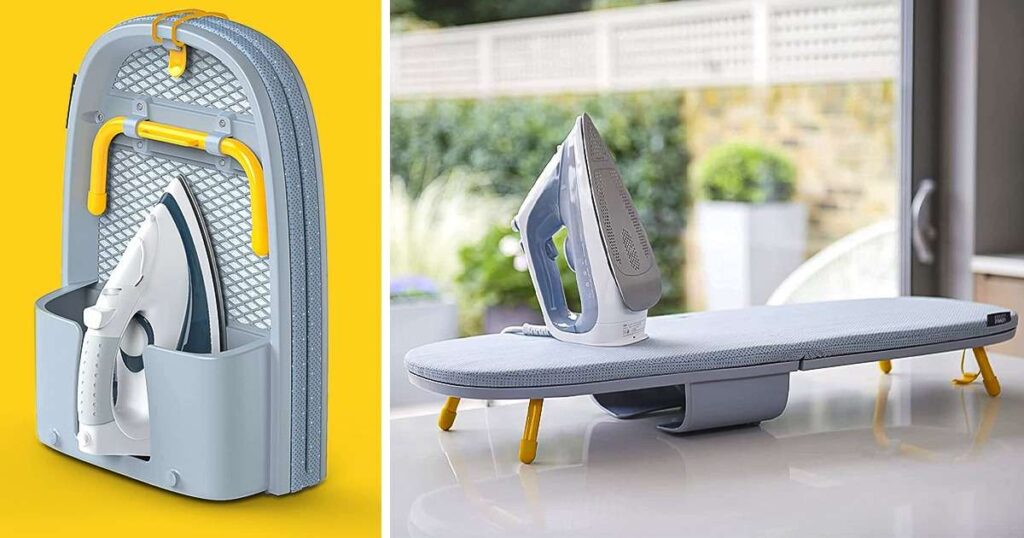 A folded ironing board
