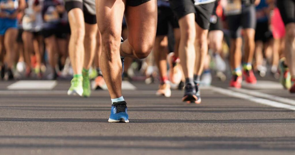 A marathon race cut in half